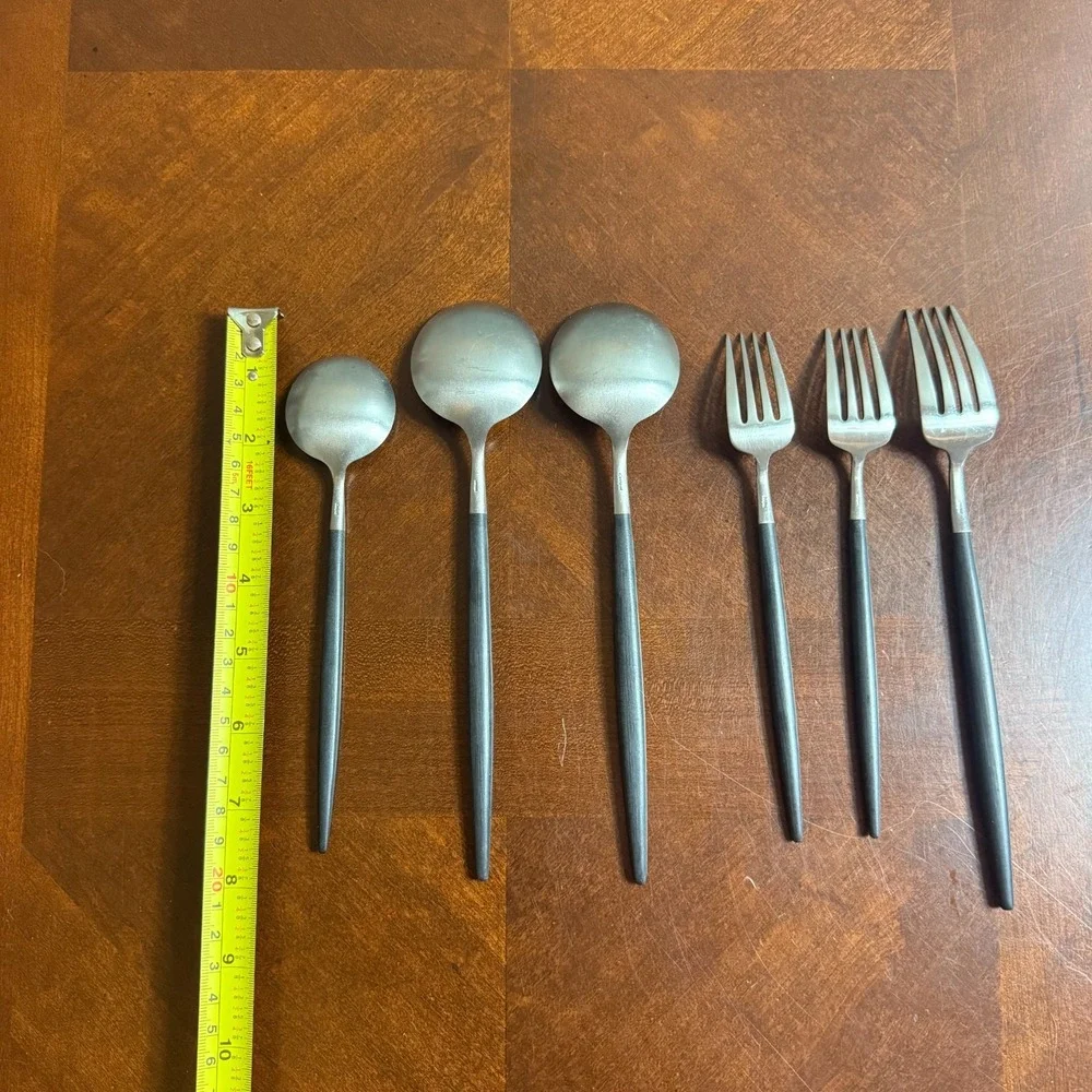 Cutipol Goa Flatware Black Handle‎ Stainless 6 Pieces  Portugal